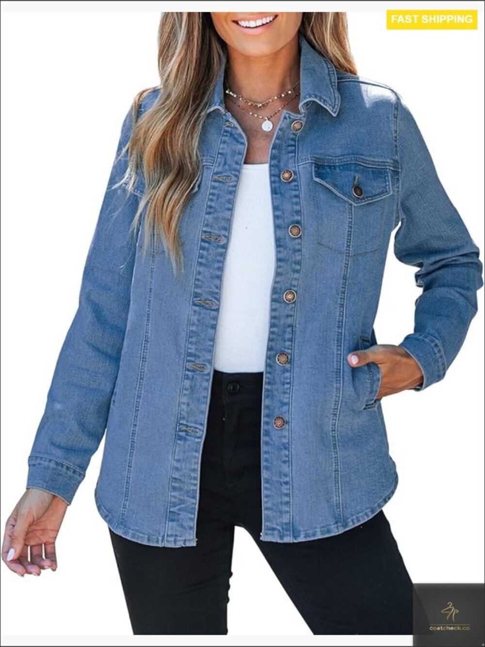 Oversized Denim Jacket Women's Western Shacket Button Up Lightweight Trendy